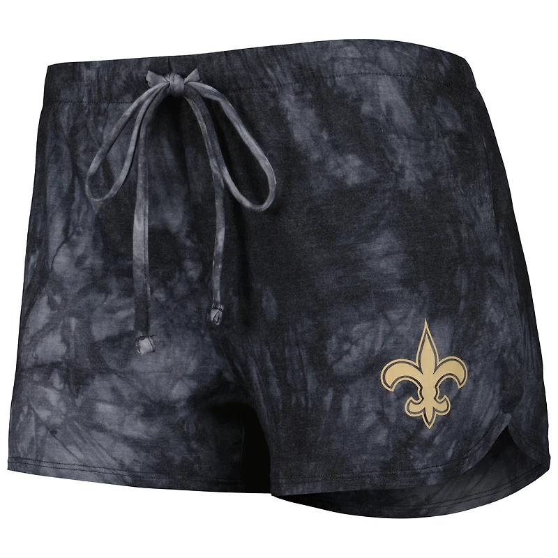 Ensemble pyjama Concepts Sport pour femme, couleur anthracite, motif New Orleans Saints : débardeur dos nageur à col rond et short.