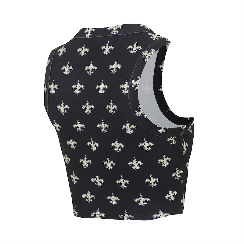 Ensemble de nuit Concepts Sport New Orleans Saints Gauge pour femmes, débardeur court et short imprimé sur toute la surface