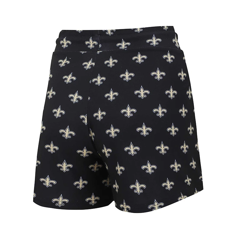 Ensemble de nuit Concepts Sport New Orleans Saints Gauge pour femmes, débardeur court et short imprimé sur toute la surface