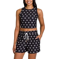 Ensemble de nuit Concepts Sport New Orleans Saints Gauge pour femmes, débardeur court et short imprimé sur toute la surface