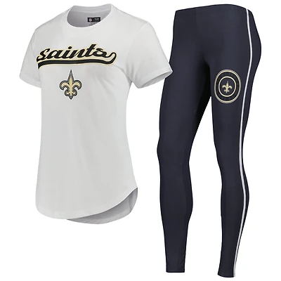 Women's Concepts Sport White/Charcoal New Orleans Saints Sonata Top & Leggings Sleep Set