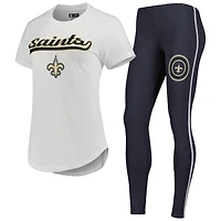 Women's Concepts Sport White/Charcoal New Orleans Saints Sonata Top & Leggings Sleep Set