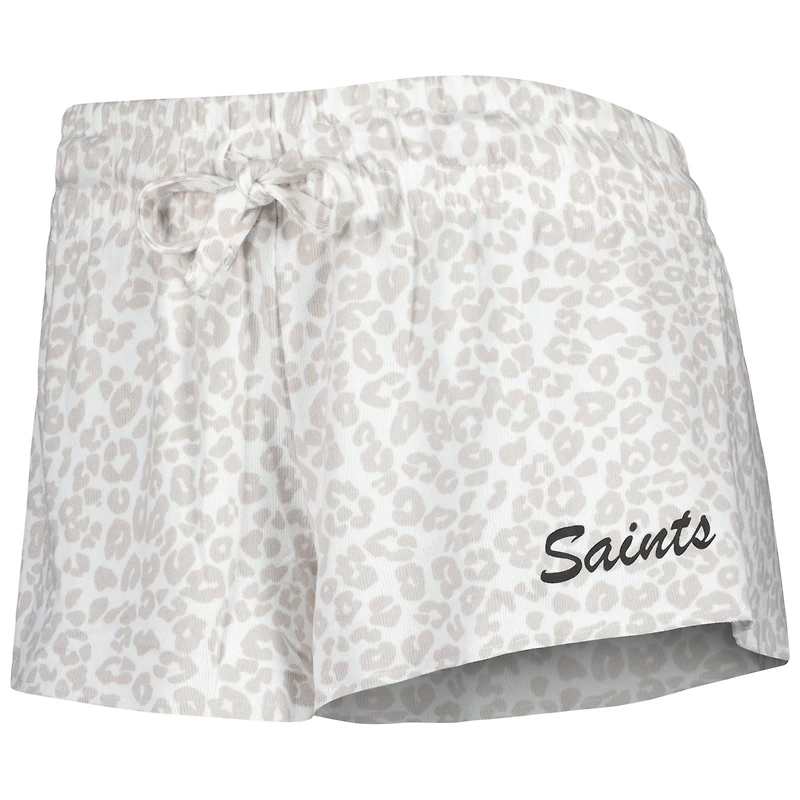 Women's Concepts Sport White/Cream New Orleans Saints Montana Knit Top & Shorts Sleep Set