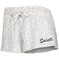 Women's Concepts Sport White/Cream New Orleans Saints Montana Knit Top & Shorts Sleep Set