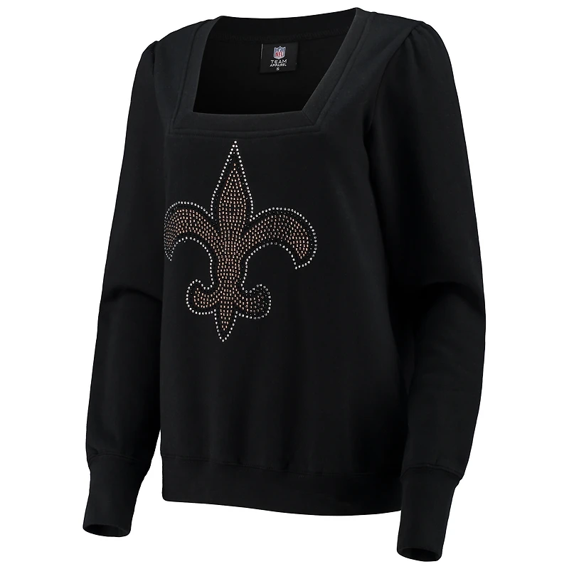 Cuce Sweat-shirt à encolure carrée pour femme New Orleans Saints Winners noir