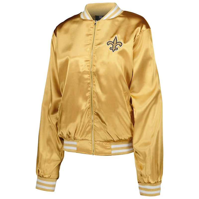 Veste universitaire entièrement zippée en strass Cuce Gold New Orleans Saints pour femmes