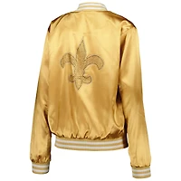 Women's Cuce  Gold New Orleans Saints Rhinestone Full-Zip Varsity Jacket