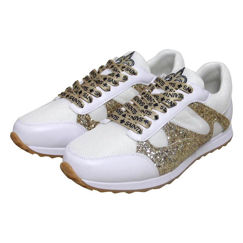 Cuce Baskets à paillettes New Orleans Saints blanches pour femmes