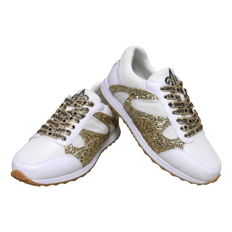 Cuce Baskets à paillettes New Orleans Saints blanches pour femmes