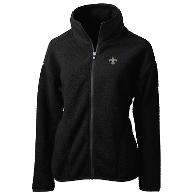 Women's Cutter & Buck Black New Orleans Saints Cascade Eco Sherpa Fleece Full-Zip Jacket