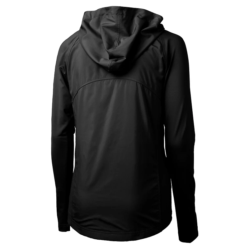 Women's Cutter & Buck  Black New Orleans Saints Helmet Logo Adapt Eco Knit Hybrid Recycled Full-Zip Hoodie