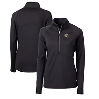 Women's Cutter & Buck  Black New Orleans Saints Helmet Logo Adapt Eco Knit Stretch Recycled Half-Zip Pullover Top