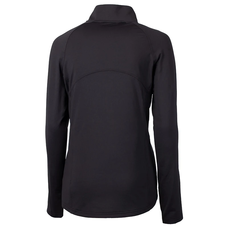 Women's Cutter & Buck  Black New Orleans Saints Helmet Logo Adapt Eco Knit Stretch Recycled Half-Zip Pullover Top