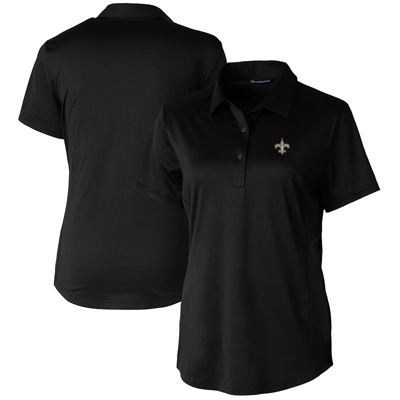 Women's Cutter & Buck Black New Orleans Saints Prospect Textured Stretch Polo