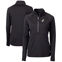 Women's Cutter & Buck Black New Orleans Saints Throwback Logo Adapt Eco Knit Stretch Recycled Half-Zip Pullover Top