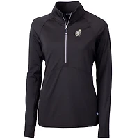 Women's Cutter & Buck Black New Orleans Saints Throwback Logo Adapt Eco Knit Stretch Recycled Half-Zip Pullover Top
