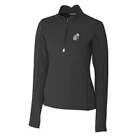 Women's Cutter & Buck Black New Orleans Saints Throwback Logo Traverse Stretch Quarter-Zip Pullover Top