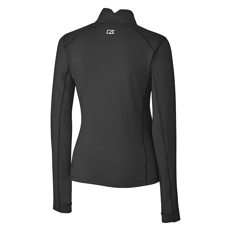 Women's Cutter & Buck Black New Orleans Saints Throwback Logo Traverse Stretch Quarter-Zip Pullover Top