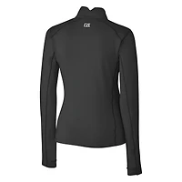 Women's Cutter & Buck Black New Orleans Saints Throwback Logo Traverse Stretch Quarter-Zip Pullover Top