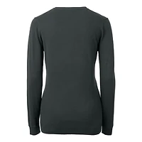 Pull à col en V Lakemont Tri-Blend pour femme, couleur anthracite, avec logo du casque des Saints de la Nouvelle-Orléans, Cutter & Buck