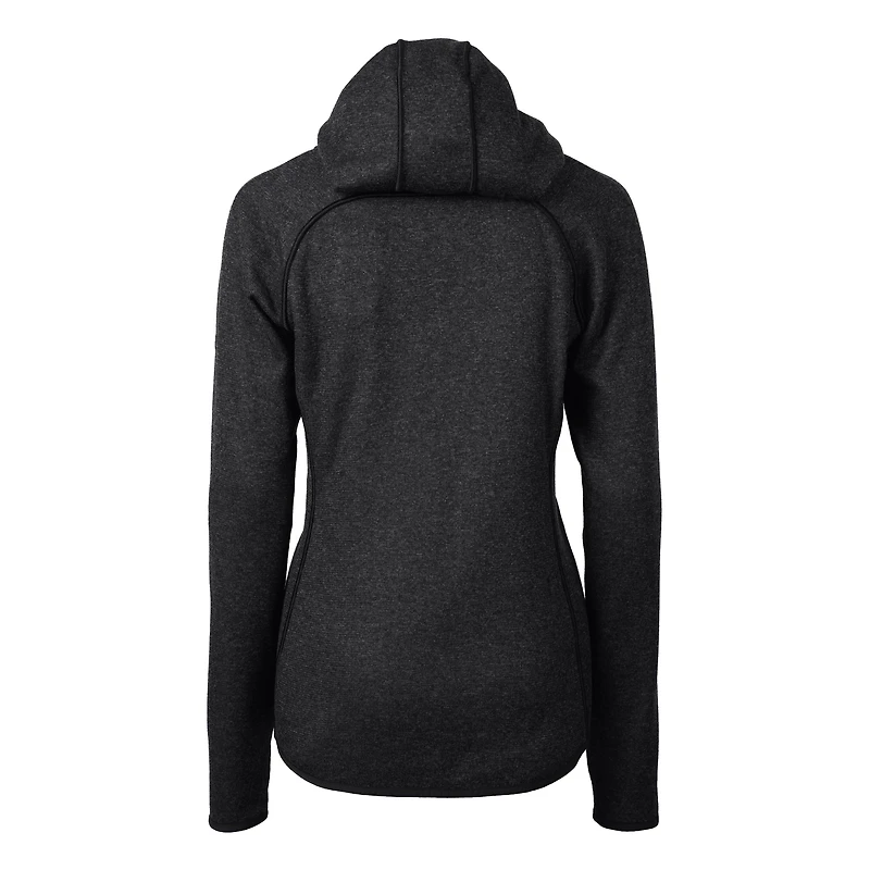 Women's Cutter & Buck  Charcoal New Orleans Saints Helmet Logo Mainsail Sweater-Knit Full-Zip Hoodie