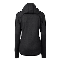 Women's Cutter & Buck  Charcoal New Orleans Saints Helmet Logo Mainsail Sweater-Knit Full-Zip Hoodie