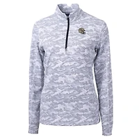 Women's Cutter & Buck  Charcoal New Orleans Saints Helmet Logo Traverse Camo Print Stretch Quarter-Zip Pullover Top
