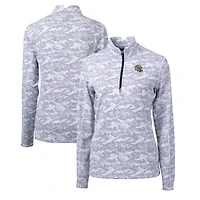 Women's Cutter & Buck  Charcoal New Orleans Saints Helmet Logo Traverse Camo Print Stretch Quarter-Zip Pullover Top