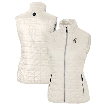Gilet matelassé entièrement zippé Rainier PrimaLoft Eco crème pour femme avec logo rétro des Saints de la Nouvelle-Orléans Cutter & Buck