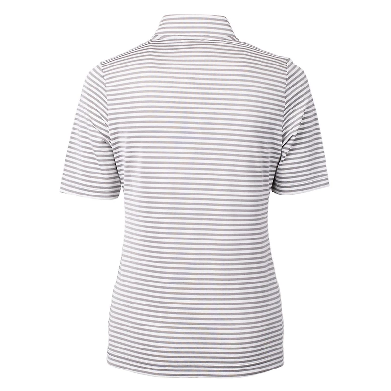 Women's Cutter & Buck Navy New Orleans Saints DryTec Virtue Eco Pique Stripe Recycled Polo