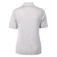 Women's Cutter & Buck  Navy New Orleans Saints DryTec Virtue Eco Pique Stripe Recycled Polo