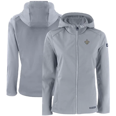 Veste à capuche entièrement zippée en softshell recyclé Evoke Eco pour femme, grise, des New Orleans Saints