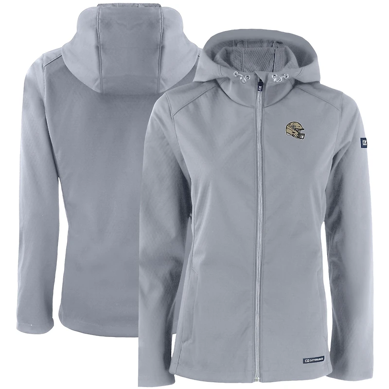 Women's Cutter & Buck Gray New Orleans Saints Evoke Eco Softshell Recycled Full-Zip Hooded Jacket