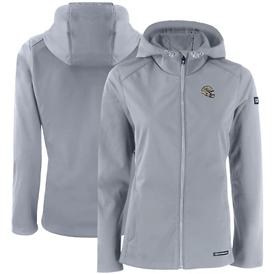 Women's Cutter & Buck Gray New Orleans Saints Evoke Eco Softshell Recycled Full-Zip Hooded Jacket