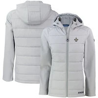 Veste à capuche entièrement zippée et recyclée Evoke PrimaLoft Hybrid Eco Softshell pour femme, grise, des New Orleans Saints.
