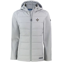 Veste à capuche entièrement zippée et recyclée Evoke PrimaLoft Hybrid Eco Softshell pour femme, grise, des New Orleans Saints.