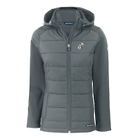 Veste à capuche entièrement zippée hybride en softshell recyclée pour femme, coupe-vent et buck gris, des Saints de la Nouvelle-Orléans, Throwback Evoke