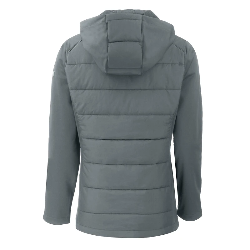 Women's Cutter & Buck Gray New Orleans Saints Throwback Evoke Hybrid Eco Softshell Recycled Full-Zip Hoodie Jacket