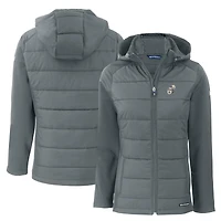Veste à capuche entièrement zippée hybride en softshell recyclée pour femme, coupe-vent et buck gris, des Saints de la Nouvelle-Orléans, Throwback Evoke