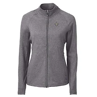 Veste zippée intégrale en tricot recyclé Adapt Eco Knit des Saints de la Nouvelle-Orléans pour femme, noire chinée, Cutter & Buck