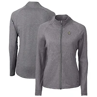 Veste zippée intégrale en tricot recyclé Adapt Eco Knit des Saints de la Nouvelle-Orléans pour femme, noire chinée, Cutter & Buck