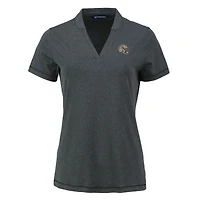 Polo à col en V Cutter & Buck pour femme, noir chiné, New Orleans Saints Forge Stretch Blade DryTec