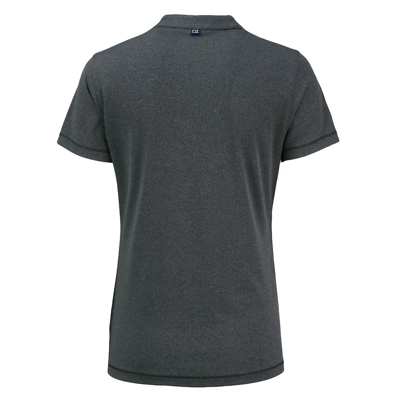 Polo à col en V Cutter & Buck pour femme, noir chiné, New Orleans Saints Forge Stretch Blade DryTec