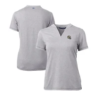 Haut à col en V extensible DryTec Forge pour femme, gris chiné, avec logo du casque des Saints de la Nouvelle-Orléans, Cutter & Buck