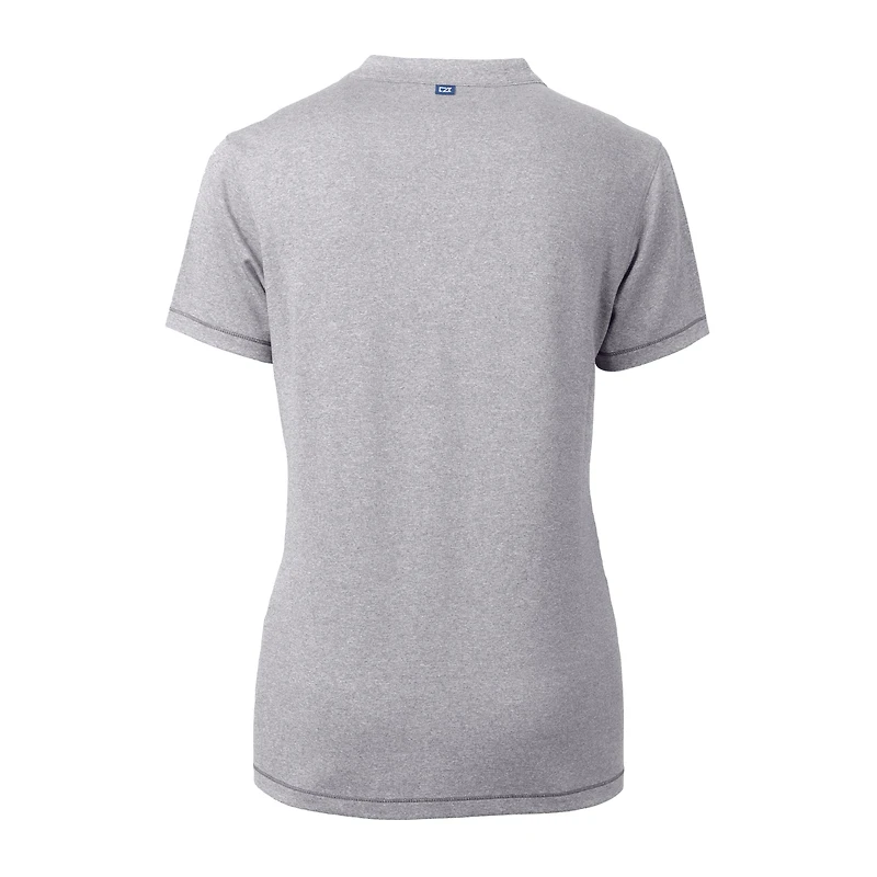 Haut à col en V extensible DryTec Forge pour femme, gris chiné, avec logo du casque des Saints de la Nouvelle-Orléans, Cutter & Buck