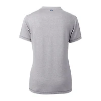 Haut à col en V extensible DryTec Forge pour femme, gris chiné, avec logo du casque des Saints de la Nouvelle-Orléans, Cutter & Buck