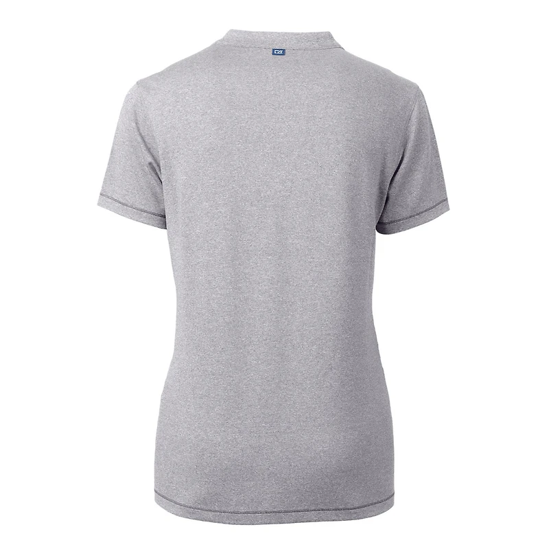 Women's Cutter & Buck Heather Gray New Orleans Saints Throwback Logo Forge Blade V-Neck Polo