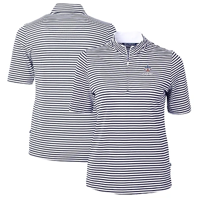 Women's Cutter & Buck  Navy New Orleans Saints DryTec Virtue Eco Pique Stripe Recycled Polo