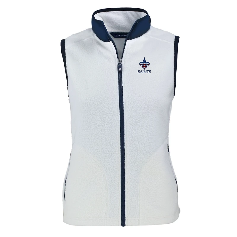 Gilet zippé en polaire Sherpa écologique Americana Cascade pour femme Cutter & Buck Oatmeal New Orleans Saints