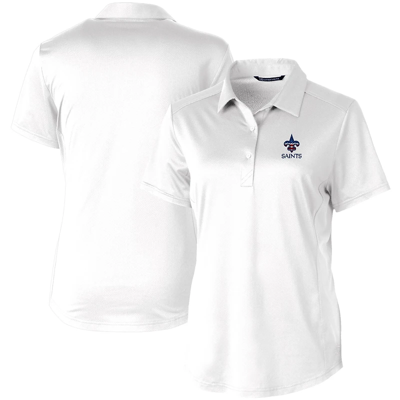 Polo extensible texturé Americana Prospect blanc Cutter & Buck pour femme des Saints de la Nouvelle-Orléans